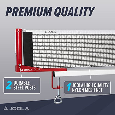 Image of JOOLA Club Competition Table Tennis Net and Post Set - Portable and Easy Setup 72" Regulation Size Ping Pong Screw On Clamp Net