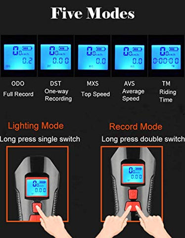 Image of Lista USB Rechargeable LED Bicycle Front Light, Bike Speedometer Odometer, Bicycle Horn Loud, 3 in 1 Bike Headlight with LCD Display Mountain Bike Cycling Accessories