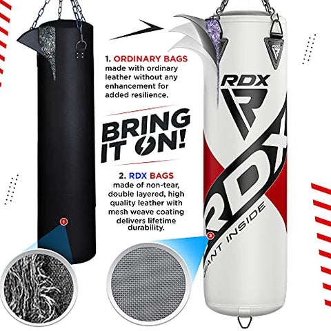 Image of RDX Punch Bag for Boxing Training | Filled Heavy Bag Set with Punching Gloves, Chain, Wall Bracket | Great for Grappling, MMA, Kickboxing, Muay Thai, Karate, BJJ & Taekwondo | 17 pcs Comes in 4FT/5FT