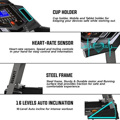 Image of Durafit - Sturdy, Stable and Strong Solid 2.0 HP (Peak 4.0 HP) AC Motor Semi - Commercial Treadmill