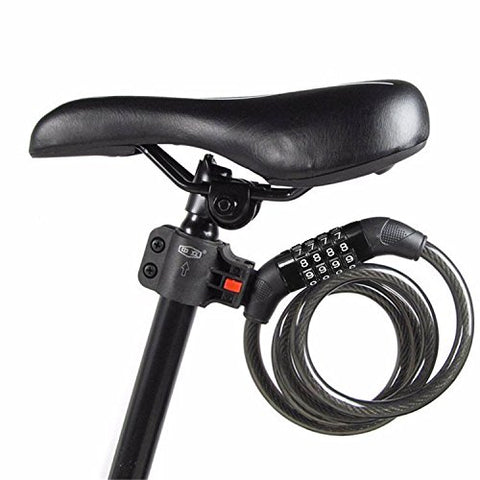 Image of Wintech Combination Lock With Mounting Cycle Holder (Black, Coated Finish)