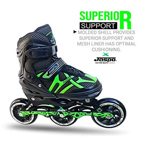 Image of JASPO Radar Adjustable Inline Skates with 100 MM PU Wheel (Medium (35-38), Green)