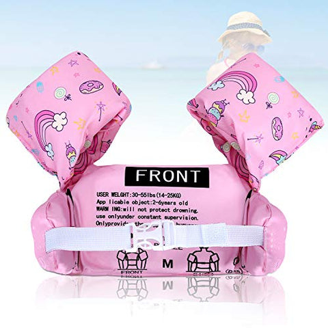 Image of Biange Toddler Swim Vest, Toddler Floatie for Kids 30-50 lbs, Baby Pool Float for Swimming Aid, Boys/Girls Learn to Swim (Pink Mermaid)