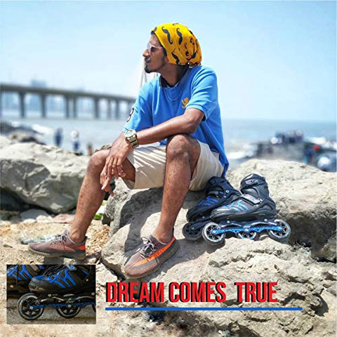 Image of JASPO Radar Hydra-MAX Adjustable Inline Shoe Skates for All Age Groups (Blue, Medium (1-4 UK))