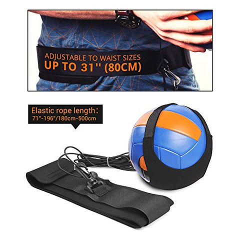 Image of TOBWOLF Volleyball Training Equipment Aid, Elastic Self-Training Volleyball Resistance Band with Adjustable Waist Belt & Ball Pouch & Hand Strap for Practicing Serving, Spiking, Arm Swing Passing