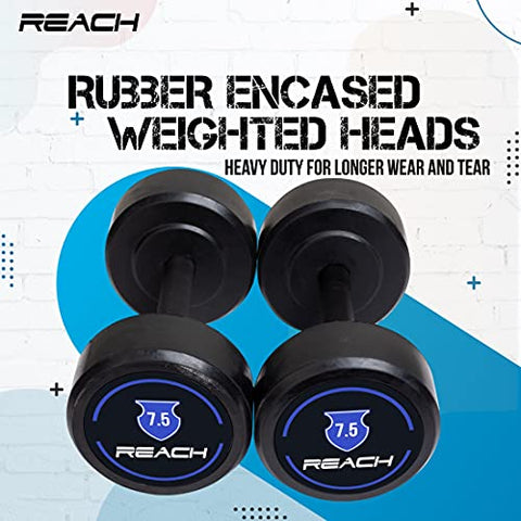 Image of Reach round dumbbell weights for strength training at home and gym ( 7.5 kg pair )