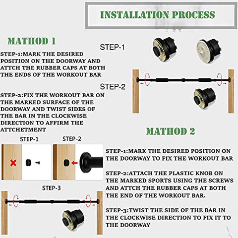Image of GOCART WITH G LOGO Nonslip Carbon Steel Doorway Gym Bar, Pull-up Bar for Home, Mountable, Adjustable in Length, (Green, Size 63-95)