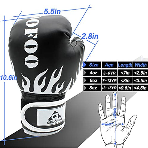 Image of Boxing Gloves 8oz Punching Gloves for Youth Adults Traning Gloves for Punching Bag Kickboxing Sparring Muay Thai MMA Fight Gloves - Black