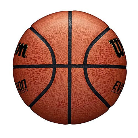 Image of Wilson Rubber with Pebbled Composite Leather Evolution Indoor Game Basketball, Official Size (29.5"), Black, Orange