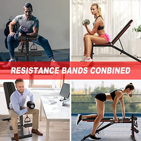 Image of naspaluro Weight Bench Adjustable, Full Body Exercise Folding Fitness Workout Bench with 7 Positions, Exercise Bench for Weight Lifting & Sit Up Abdominal Supine Board Flat Home Gym