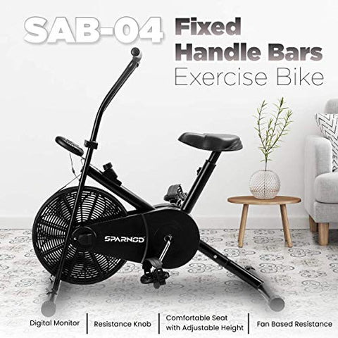 Image of Sparnod Fitness SAB-04 Air Bike Exercise Cycle for Home Gym - Adjustable Resistance, Height Adjustable Seat (Do It Yourself Installation)
