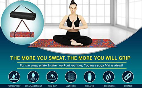 Image of Yogarise Anti Skid and Durable Multicolour Yoga Mat for Home Gym and Outdoor Workout with Free Carrying Bag (Made in India)