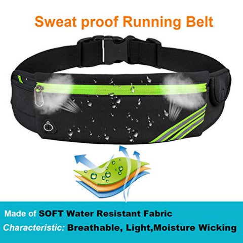Image of AIKENDO Reflective Slim Pocket Running Belt Fanny Pack Bag for Hiking Fitness Cycling Workout Gym, Jogging for iPhone Xs, XR, 7 8 Plus, Travelling Money Phone Holder