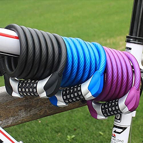 Image of Mayan Cobra Cycle Cable Lock, Helmet Lock, Self Coiling 5 Digit Resettable Number Combination Cable Bike Locks, 4 Feet x 1/2 Inch