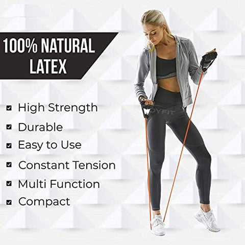 Image of DAZIBAO ® Double Toning Resistance Tube Heavy Quality Pull Rope Elastic Rubber Exercise Band with Heavy Quality Grip D Shaped Handles and Workout Chart for Stretching, Workout, Home Gym (Black)