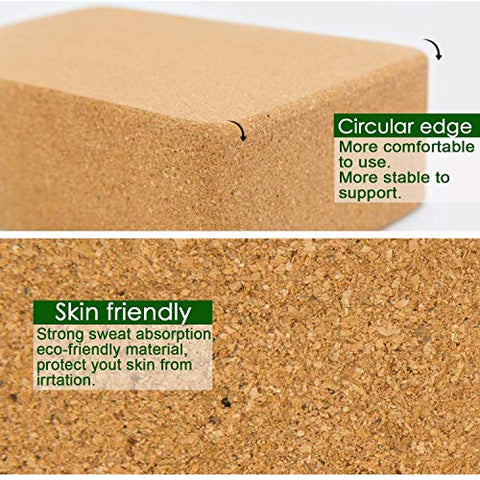 Image of Wearslim Women's and Men's Cork Premium High Density Non-Slip Exercise Yoga Bricks, Lightweight, Odour-Resistant and Moisture-Proof, Perfect Yoga Equipment (23.7 x 14 x 9 cm, Brown)