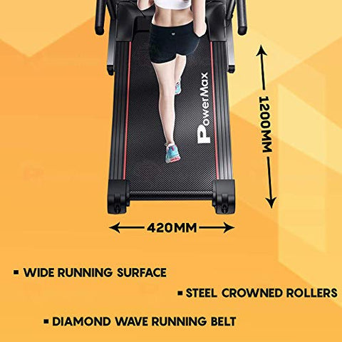 Image of PowerMax Fitness TDM-101 2HP (4HP Peak) Motorized Treadmill with Free Installation Assistance, Home Use & Automatic Programs