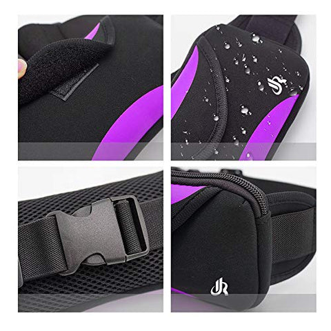 Image of Y&R Direct Running Belt, Bounce Free Pouch Bag, Fanny Pack Workout Belt Sports Waist Pack Belt Pouch for Apple iPhone XR XS 8 X 7+ Samsung Note Galaxy in Running Walking Cycling Gym-05BK (Purple-01)