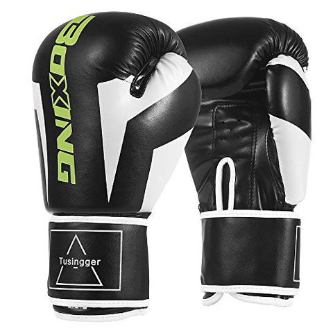 Image of Tusingger Training Boxing Gloves Men & Women,Cool Style Boxing Gloves,Kickboxing Gloves,Muay Thai,Sparring Gloves,Heavy Bag Gloves for Boxing (Black, 10oz)