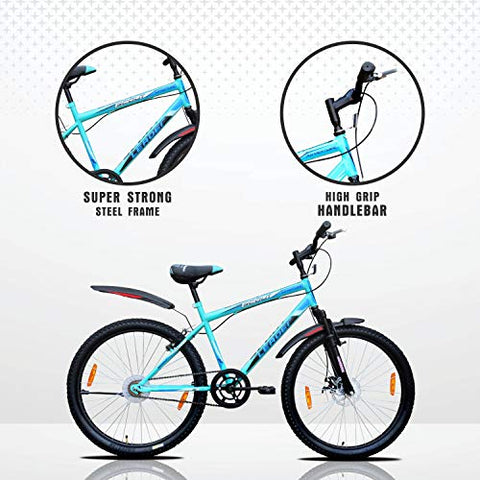 Image of Leader Men's Single Speed with Front Suspension and Front Disc Brake Without Gear Scout MTB 26T Mountain Bicycle (Sea Green & Black, Above 10 Years, 18", 26")