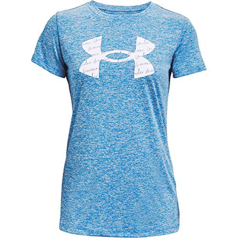 Image of Under Armour Women's Tech Twist Big Logo Short-Sleeve Crew Neck T-Shirt , Brilliant Blue (787)/White , X-Small