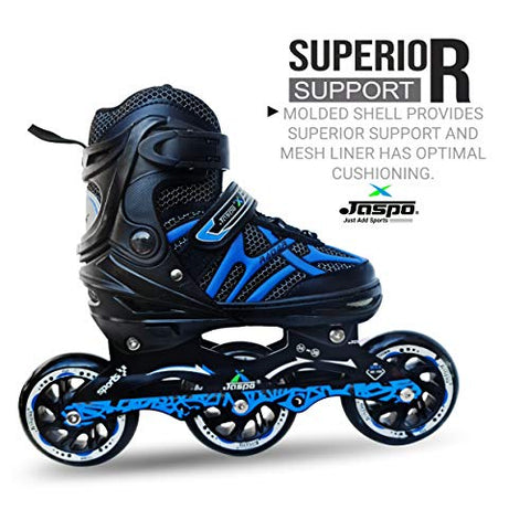 Image of JASPO Radar Hydra-MAX Adjustable Inline Shoe Skates for All Age Groups (Blue, Medium (1-4 UK))