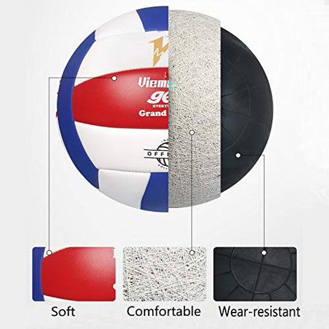 Image of Premium Volleyball - Waterproof Indoor/Outdoor Official Volleyball for Boys/Girls, Gift for Birthday, Xmas Day(Red,Blue,White)