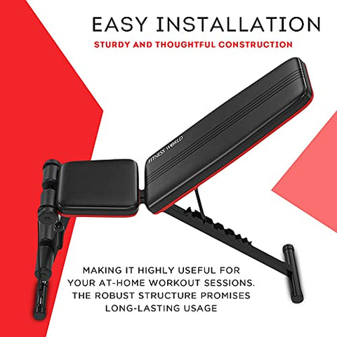 Image of FITNESS WORLD Home Multi Functional Weight Workout Strength Training Multi-Purpose Foldable Incline Decline Exercise Foldable Bench - Weight Limit: 215 Kg