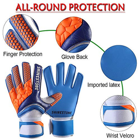 Image of SHINESTONE Goalkeeper Goalie Gloves, Youth Adult Kids Soccer Football Goalkeeper Goalie Gloves with Strong Grip and Finger Protection to Prevent Injuries(Blue,Child Size 7)
