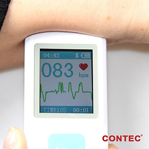 Image of CONTEC Portable ECG/EKG Monitor PC Software Electrocardiogram Bluetooth Heart Rate Beat LCD Monitor PM10