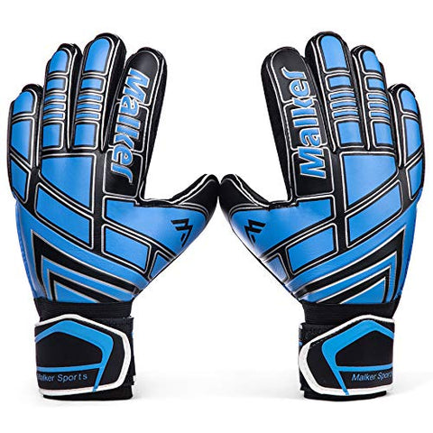 Image of Malker Soccer Goalie Gloves Goalkeeper Gloves with Fingersave and Double Wrist Protection, Strong Grip Goalkeeper Gloves for Youth&Adult Size 7