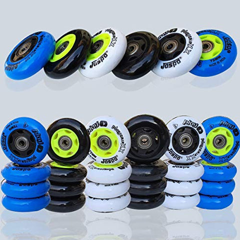 Image of jaspo Polyurethane Play Grip XX Inline 72 mm Wheels (White with Green), Set of 8 PC