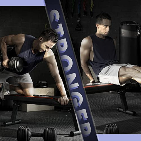 Image of FLYBIRD Flat Weight Bench Exercise Bench Foldable for Strength Training, 650 LBS Weight Capacity