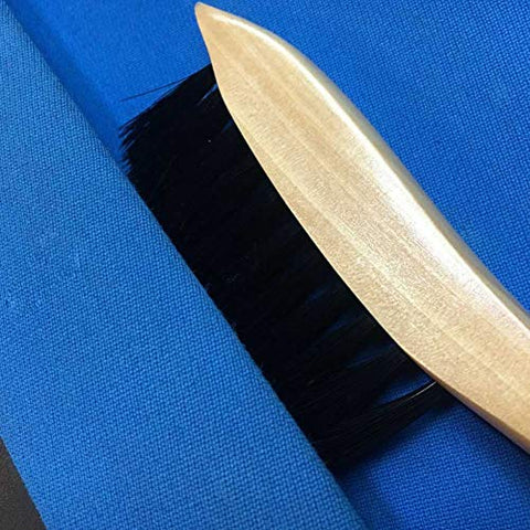 Image of Cllayees 9" Wooden Billiards Pool Table and Rail Brush Set with Cue Shaft Cloth Slicker Cleaner