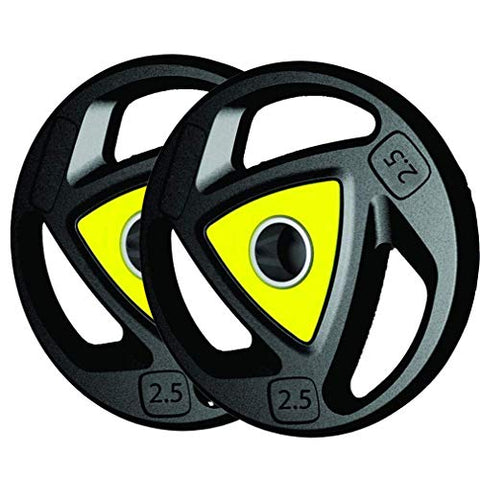 Image of FratiiSingh's Olympic Barbell Rubber Plates {Packed in Pair} of 2.5 Kg, 5 Kg, 7.5 Kg, 10 Kg, 12.5 Kg with 50 mm Dia (2 Inches) (2.5) (Black, Yellow)
