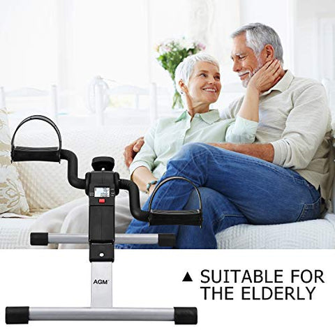 Image of AGM Folding Pedal Mini Portable Arm Leg Under Desk Bike, Foot, Hand Cycle, Peddler Exercise Machine for Elderly Men Women