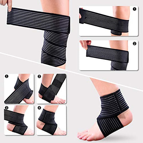 Image of TIMA 1117 Polyester Elastic Knee Compression Bandage Wraps Support for Legs, Thighs, hamstrings Ankle & Elbow Elastic Compression Wraps Perfect for Squats, Powerlifting (Pack of 2, Black)