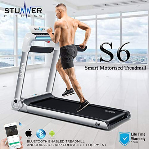 Image of Stunner Fitness S6 (2.0 HP) Smart Motorised Treadmill with LED Touch Interactive Display | Bluetooth Speaker | MP3 | Smartphone App | 100% Installed for Cardio Workout at Home