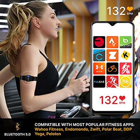 Image of LIVLOV V9 Bluetooth ANT+ Heart Rate Monitor Armband, Rechargeable HRM Sensor IP67 Waterproof Optical Armband Heart Rate Monitor for Peloton, Zwift, Wahoo Fitness, Polar Beat, Endomondo