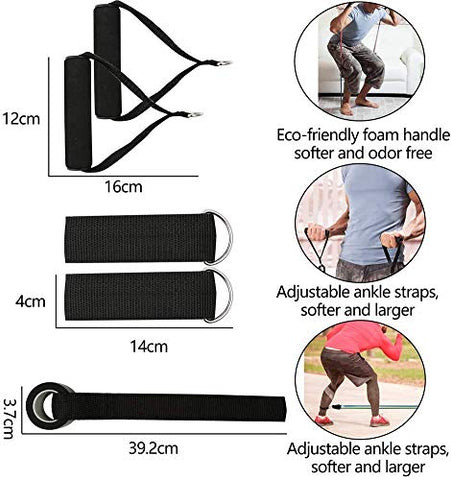 Image of Fashnex Resistance Bands Set for Exercise, Stretching and Workout Toning Tube Kit with Foam Handles, Door Anchor, Ankle Strap and Carrying Bag for Men, Women (150 LB)