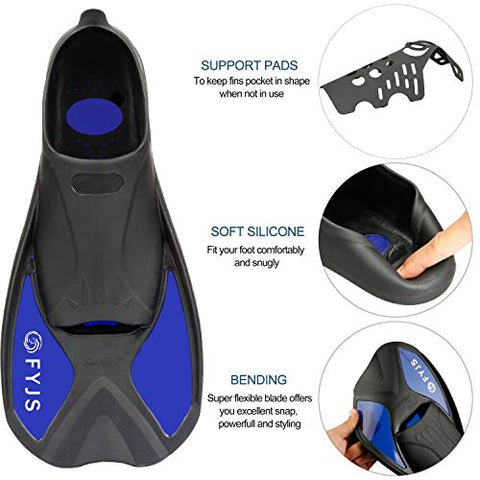 Image of F FYJS Short Swim Fins,Travel Size Diving Flippers with Mesh Carrying Bag for Adult Men Womens