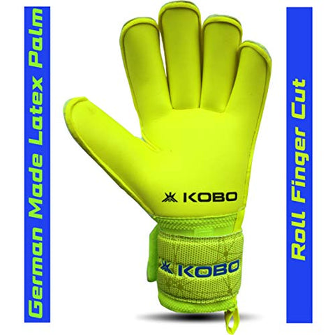 Image of Kobo GKG-07 Football/Soccer Goalie Goal Latex Keeper Gloves, Strong Grip for The Toughest Saves, with Finger Spines to Give Splendid Protection and Comfort, 8.5, with Finger Save