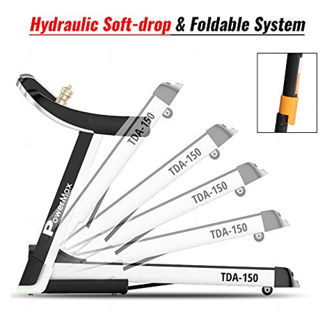Image of PowerMax Fitness Peak Motorized Smart Run Function Foldable Auto Lubrication Spring Resistance Virtual Assistance Electric Treadmill , TDA-150 Series 5.0HP (Black and White)