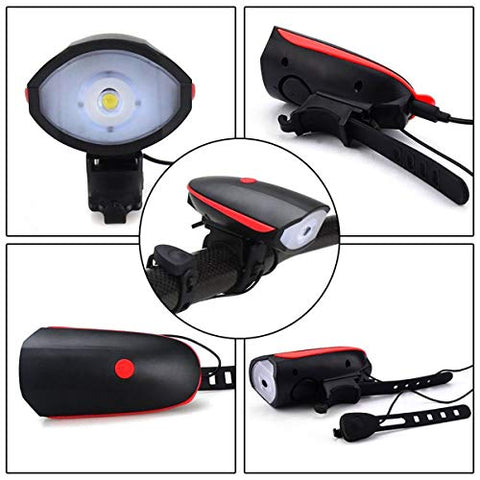 Image of ASkyl Waterproof Rechargeable Bike Bicycle 3 Mode Light with Loud Horn (Multicolor)