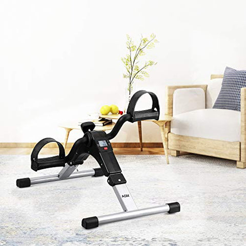 Image of AGM Folding Pedal Mini Portable Arm Leg Under Desk Bike, Foot, Hand Cycle, Peddler Exercise Machine for Elderly Men Women