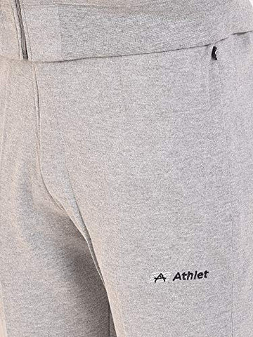 Image of ATHLET Cotton Mix Elastic String Tracksuit for Men for Gym,Running, Track Suit for Men's (L.Grey Design 2, 42)