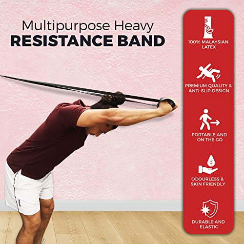 SLOVIC Fitness Resistance Band - 42-inch Loop with Door Anchors | Pull up Training Bands for Calisthenics | with Workout Guide | 3 Years Warranty