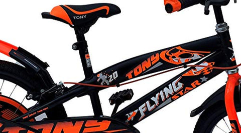 Image of RAW BICYCLES 20T Sports BMX Single Speed 14 Inches Steel Frame Road Bike Kids Bicycle/Cycle for 7 to 10 Years Boys & Girls Semi Assembled Tyre and Tube with Training Wheels (Orange)