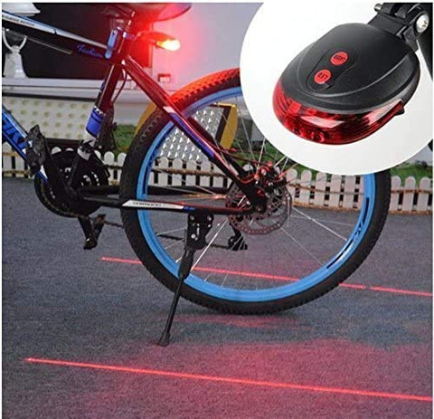 Image of SUKHAD 5 LED+2 Laser ABS Cycling Bike Bicycle Flashing Rear Tail Light/Warning Light, 3.15 x 2.76 x 0.98 inch, Red & Black.