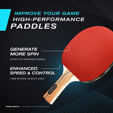 Image of PRO SPIN Ping Pong Paddles - High-Performance 2-Player Set with Premium Table Tennis Rackets, 3-Star Ping Pong Balls, Compact Storage Case | Ping Pong Paddle Set of 2 for Indoor & Outdoor Games
